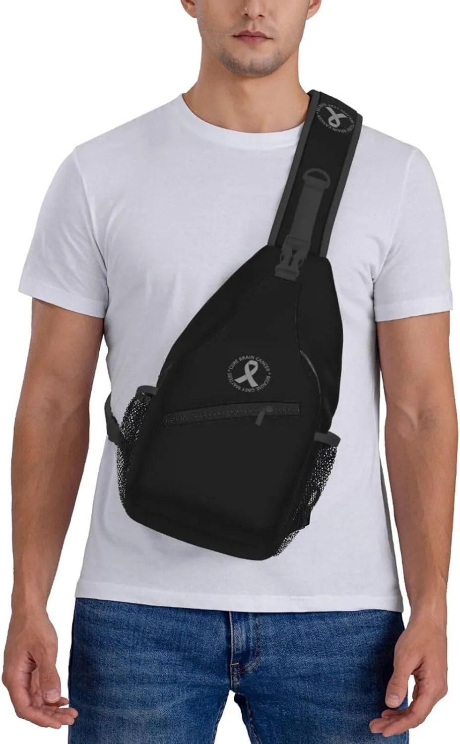 Brain Cancer Awareness Brain Tumor Sling Bag Crossbody Backpack Shoulder Casual Daypack Bag for Men Women