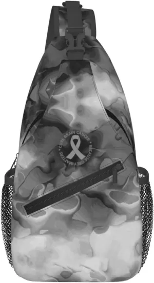 Brain Cancer Awareness Brain Tumor Sling Bag Crossbody Backpack Shoulder Casual Daypack Bag for Men Women