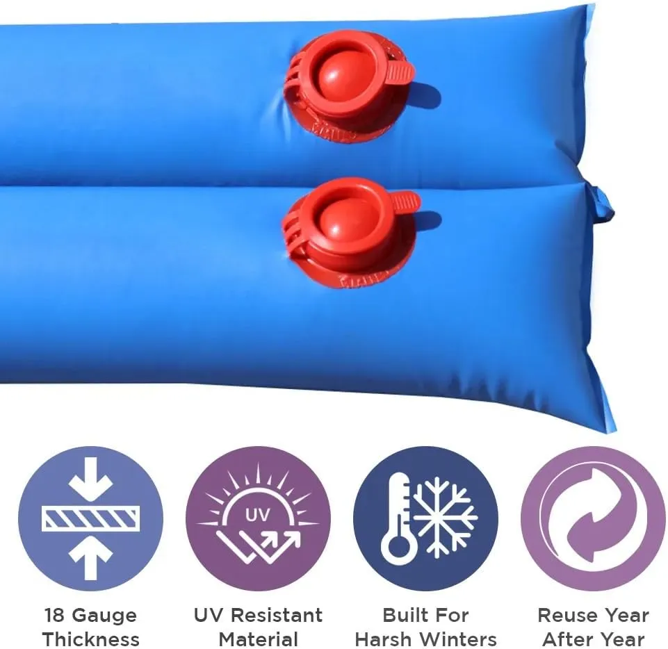 Buffalo Blizzard Blue 10-Foot Long Double Chamber Water Bags | 6 Pack | 22-Gauge Heavy-Duty Vinyl Material | Secures Winter Cover to Rectangular Swimming Pools