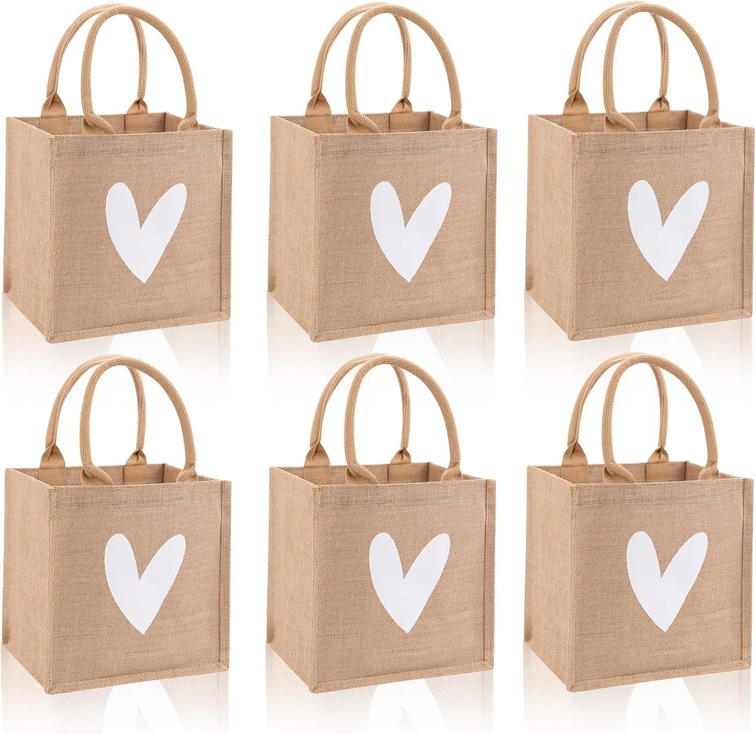 Burlap Tote Bags with Handles Reusable Jute Gift Bags for Valentine's Mother's Day Wedding Bridesmaid Beach Party
