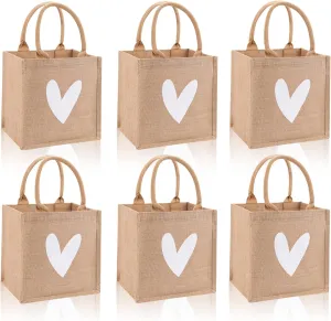 Burlap Tote Bags with Handles Reusable Jute Gift Bags for Valentine's Mother's Day Wedding Bridesmaid Beach Party