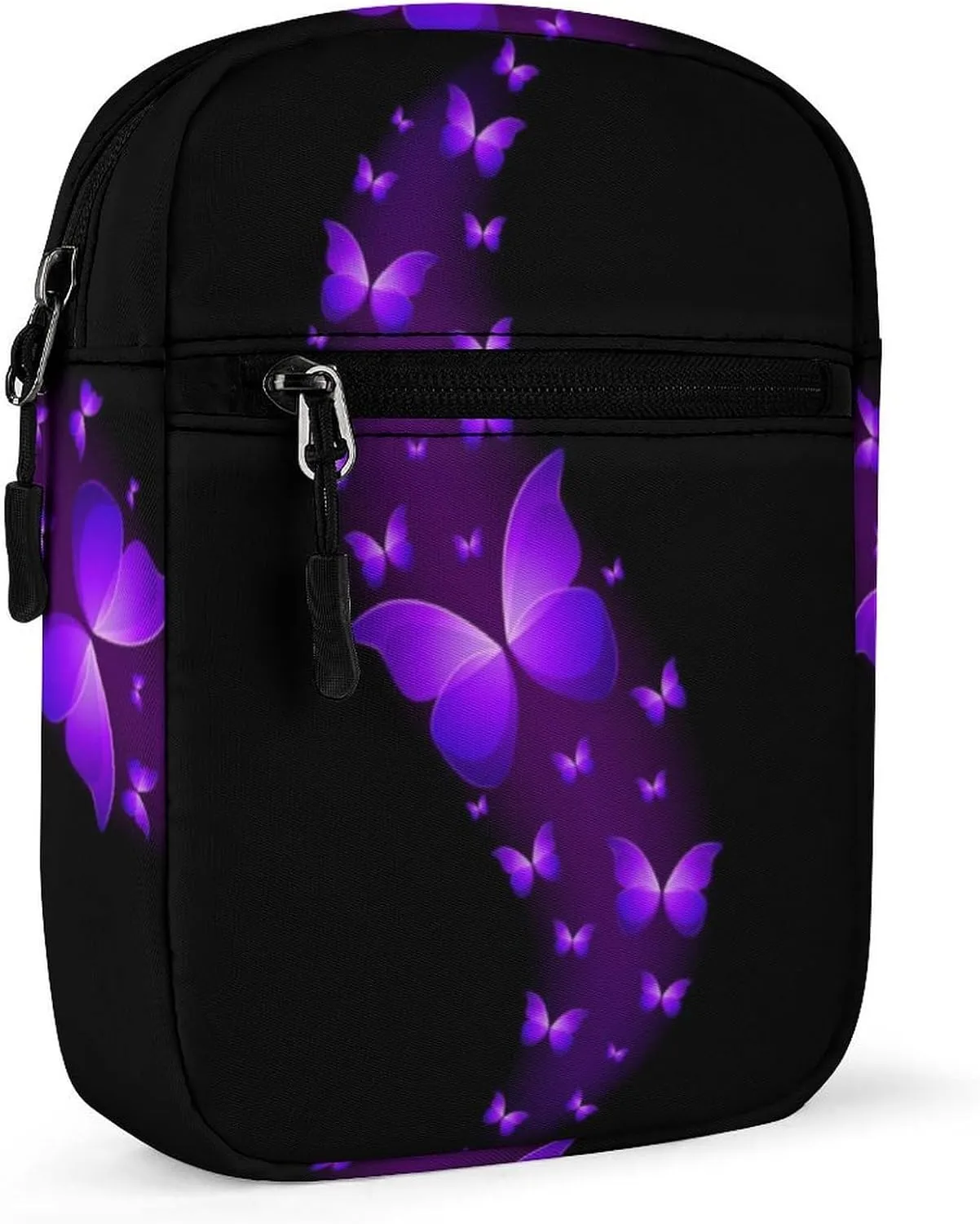 Butterfly Purple Black Detachable Shoulder Strap Small Shoulder Bag Unisex