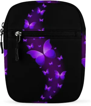 Butterfly Purple Black Detachable Shoulder Strap Small Shoulder Bag Unisex
