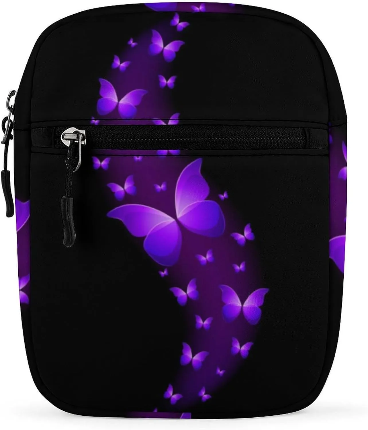 Butterfly Purple Black Detachable Shoulder Strap Small Shoulder Bag Unisex