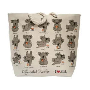 Caffeinated Koala Rope Handle Beach Bag