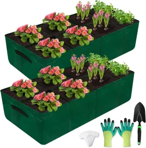 Caffox 2 Pack Fabric Raised Garden Bed, 4x2x0.8ft Plant Grow Bags for Flowers and Vegetables, 94 Gallon