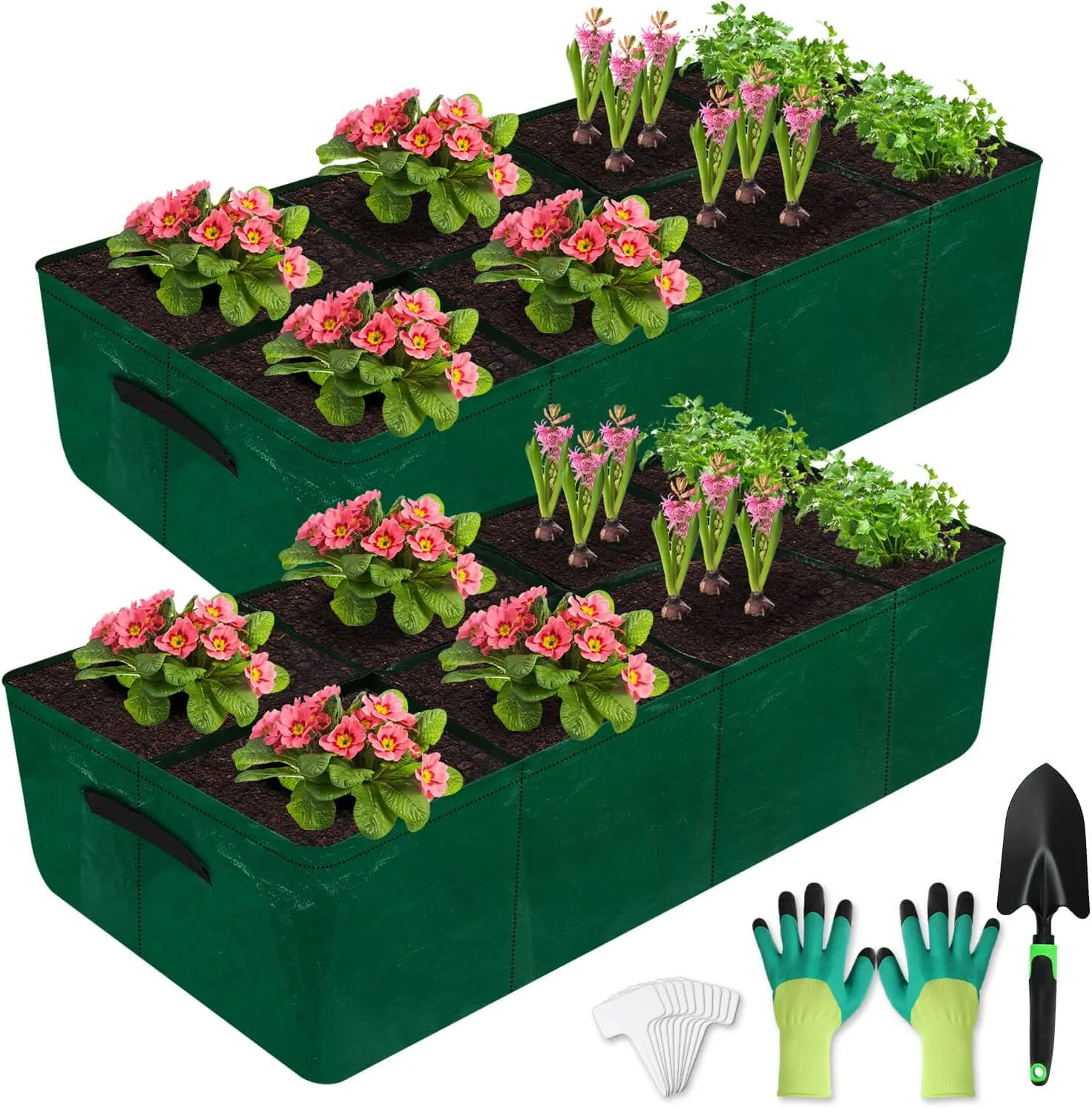 Caffox 2 Pack Fabric Raised Garden Bed, 4x2x0.8ft Plant Grow Bags for Flowers and Vegetables, 94 Gallon