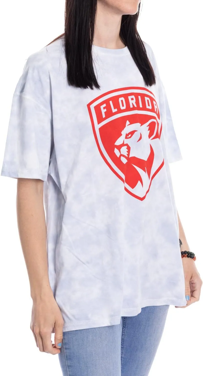 Calhoun NHL Womens Oversized Loose Fit Drop Shoulder Tie Dye Crewneck Short Sleeve T-Shirt