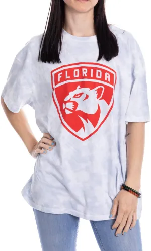 Calhoun NHL Womens Oversized Loose Fit Drop Shoulder Tie Dye Crewneck Short Sleeve T-Shirt