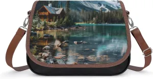 Canada Ohara Lake Yoho National Park Crossbody Bags for Women PU Leather Tote Bag Purse Shoulder Bag for Travel Office