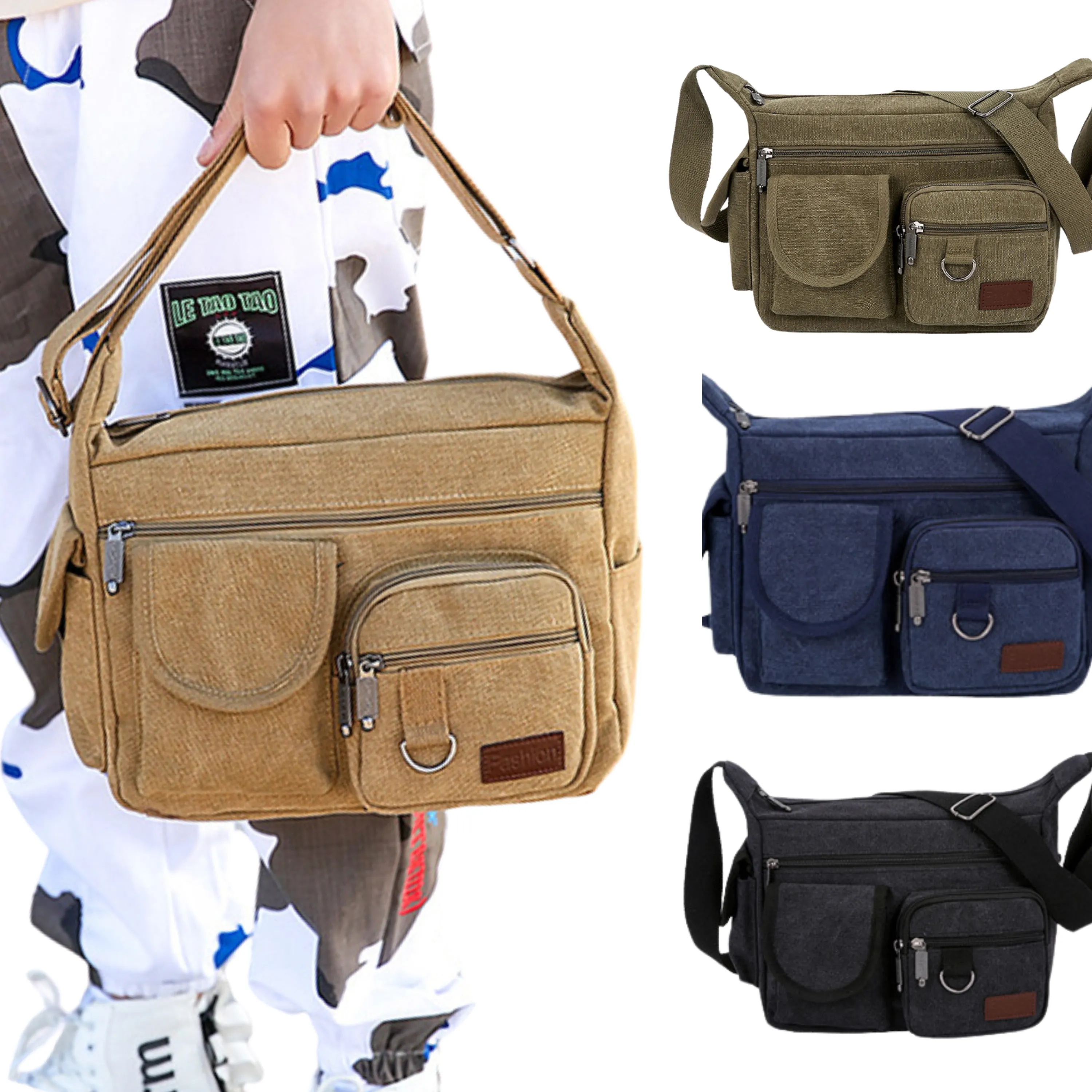 Canvas Cross Body Messenger Bag for Men & Women