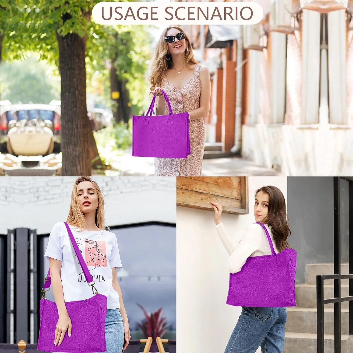 Canvas Tote Bag for Women, Large Laptop Crossbody Bag Travel Tote Handbag Everything Bag with Zip Simple Bag