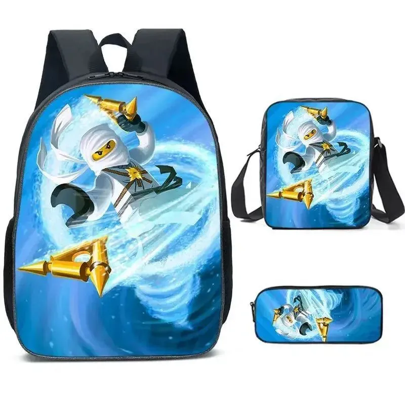 Cartoon Ninja Schoolbag Backpack Lunch Bag Pencil Case Set Gift for Kids Students