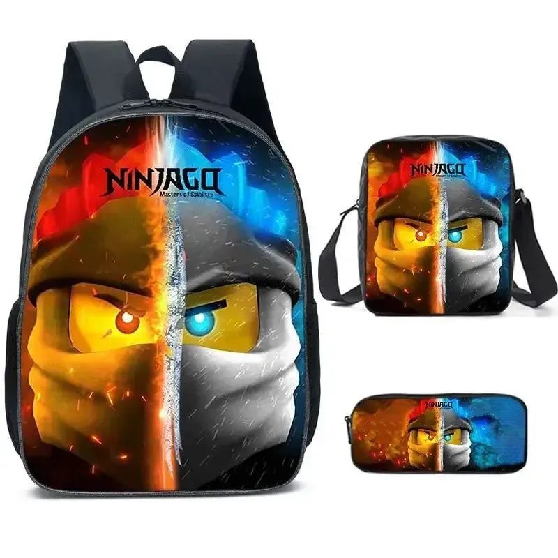 Cartoon Ninja Schoolbag Backpack Lunch Bag Pencil Case Set Gift for Kids Students