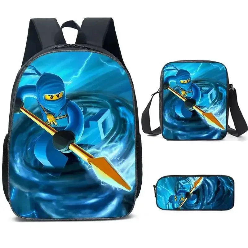 Cartoon Ninja Schoolbag Backpack Lunch Bag Pencil Case Set Gift for Kids Students