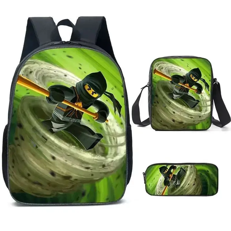 Cartoon Ninja Schoolbag Backpack Lunch Bag Pencil Case Set Gift for Kids Students