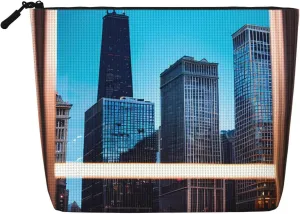 Chicago Reflect Print Single layer Fake Hemp Makeup Bag Zipper Toiletry Bag Zipper Accessories for Women