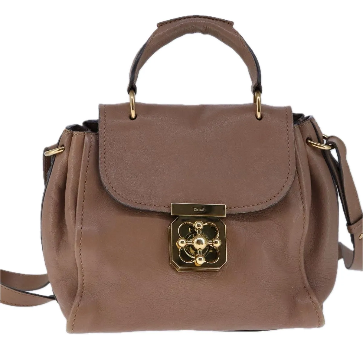 Chloe Elsie Shoulder Bag Leather Beige 106618