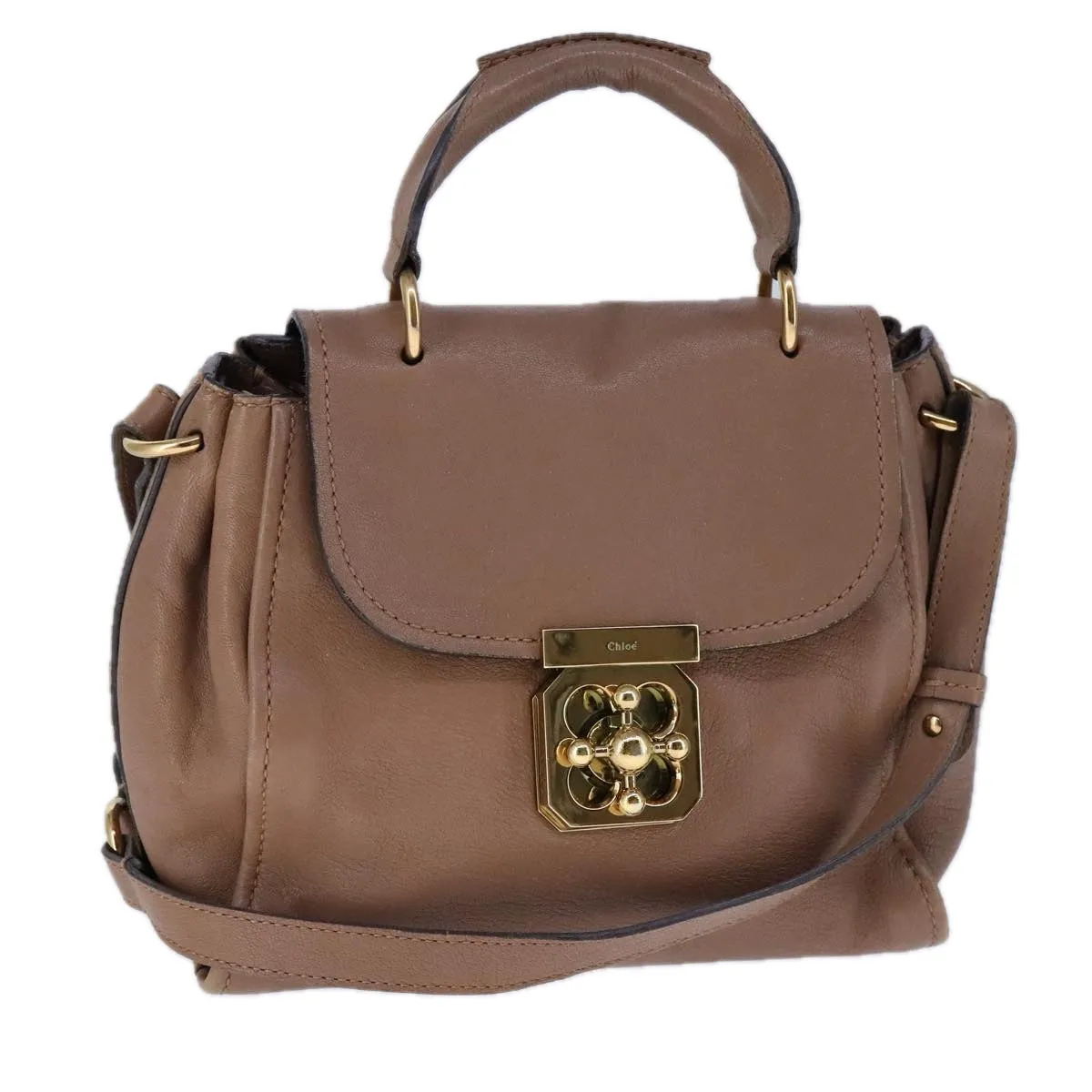 Chloe Elsie Shoulder Bag Leather Beige 106618