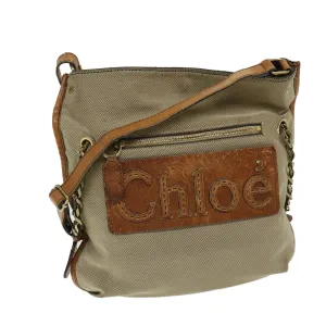 Chloe Harley Shoulder Bag Canvas Leather Beige Brown 67268