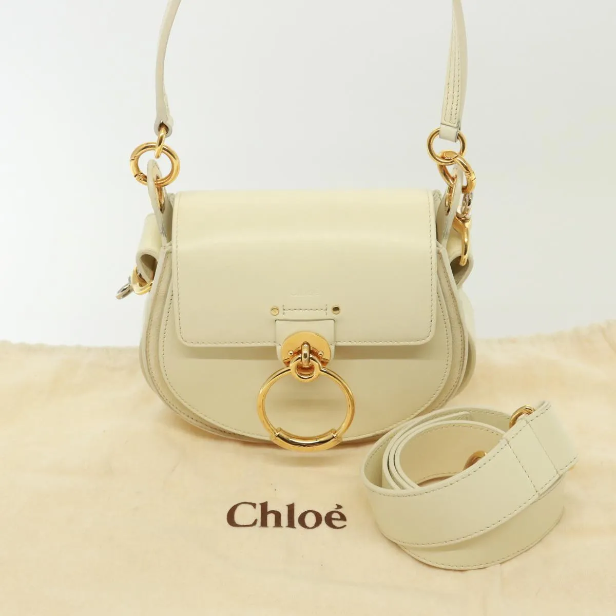 Chloe Tess Shoulder Bag Leather 2way White 79105