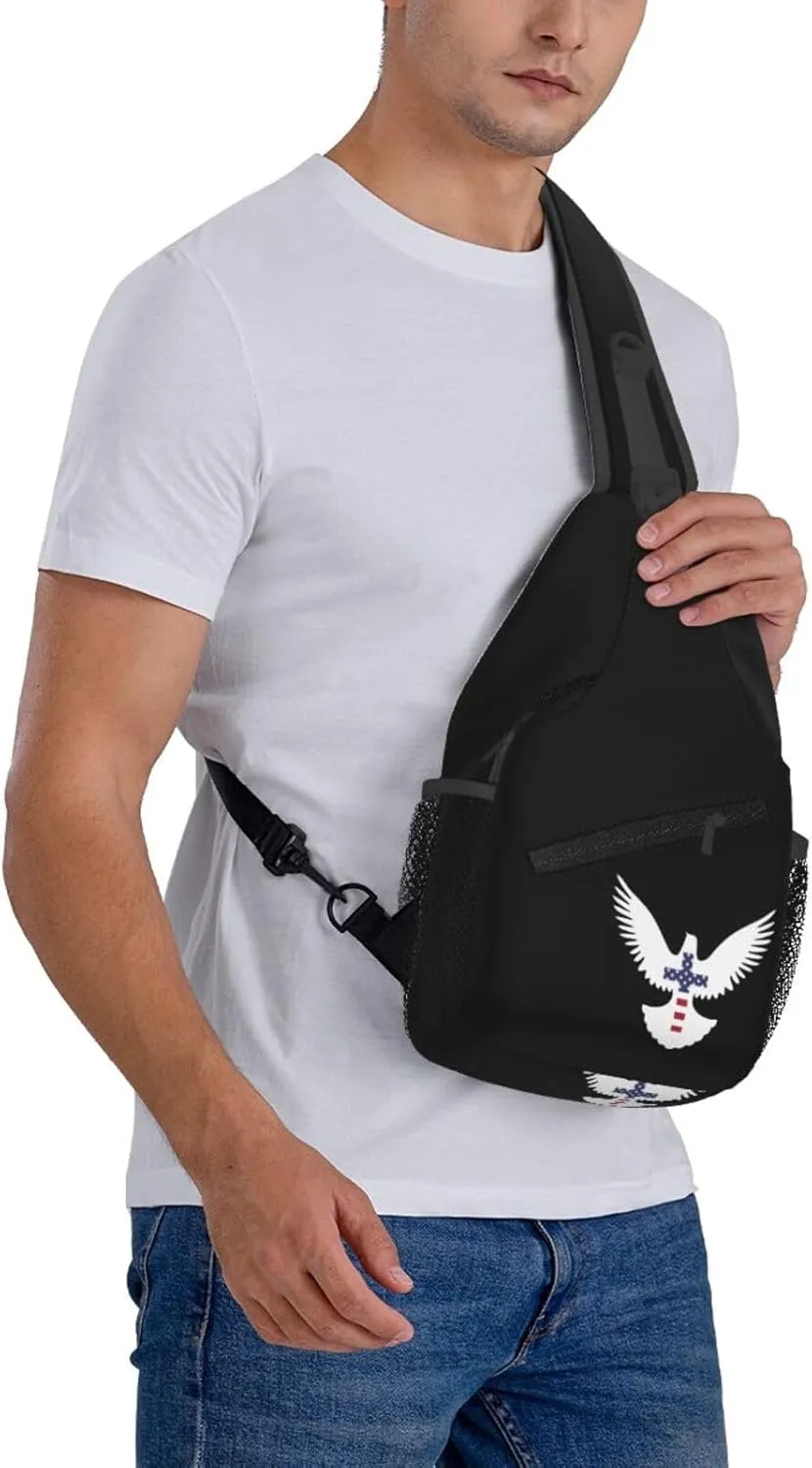 Christian Cross Peace Dove Sling Backpack Shoulder Chest Bag For Men Women Hiking Travel Crossbody Daypack
