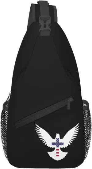 Christian Cross Peace Dove Sling Backpack Shoulder Chest Bag For Men Women Hiking Travel Crossbody Daypack