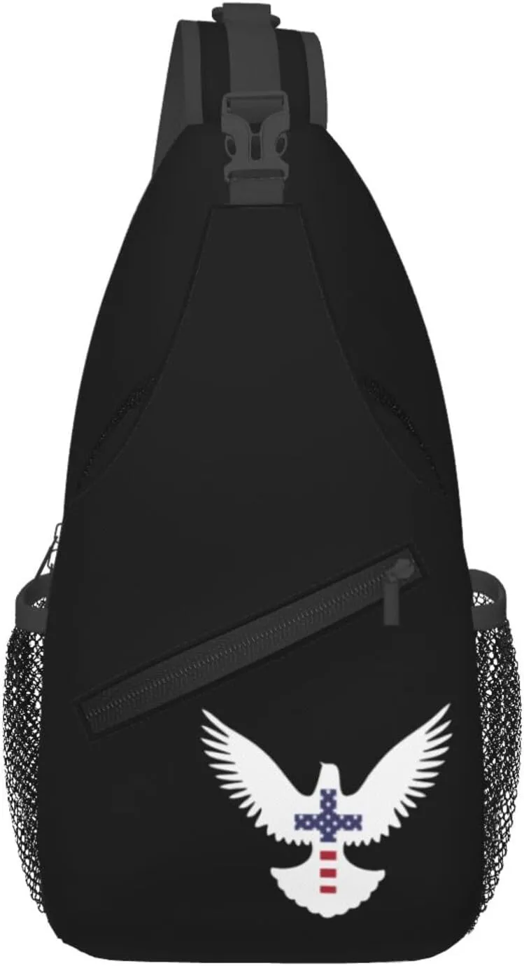 Christian Cross Peace Dove Sling Backpack Shoulder Chest Bag For Men Women Hiking Travel Crossbody Daypack