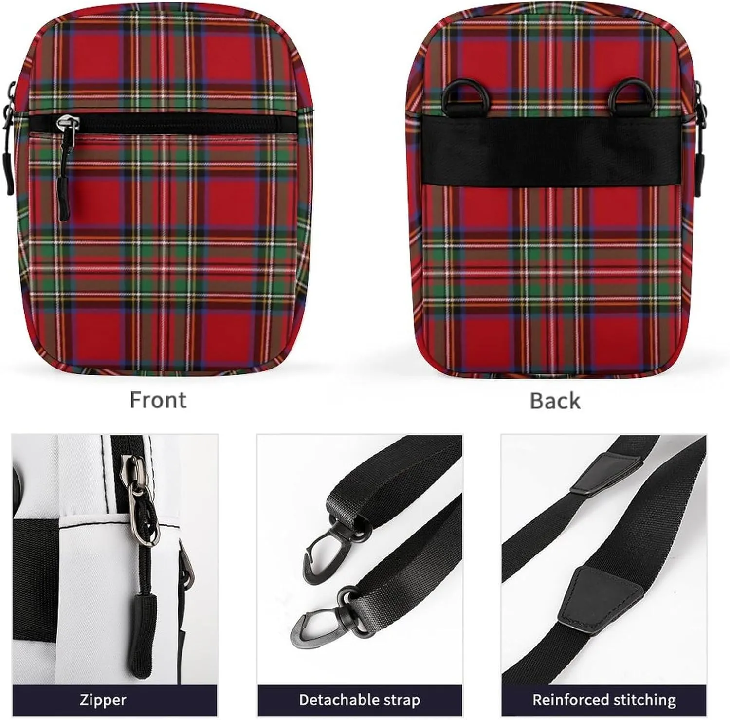 Clan Stewart Plaid Detachable Shoulder Strap Small Shoulder Bag Unisex