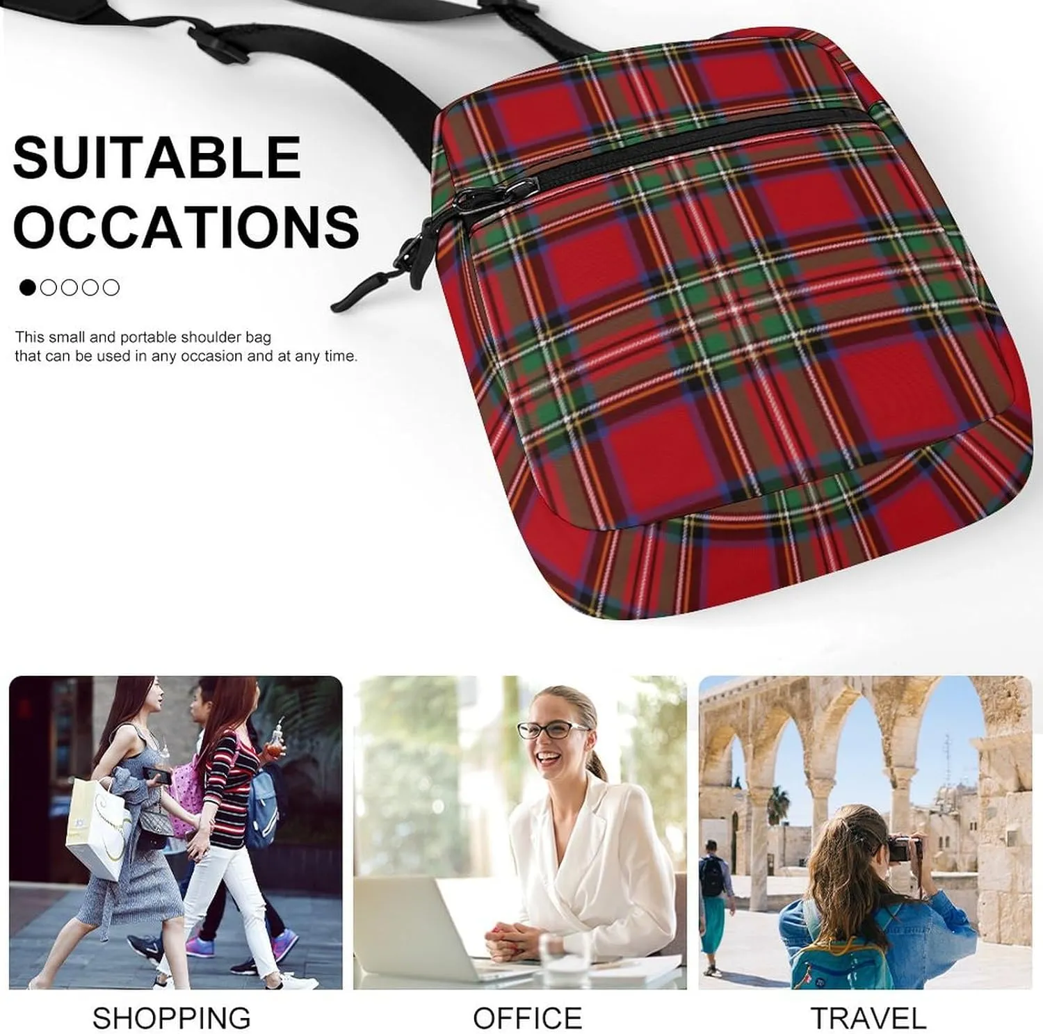 Clan Stewart Plaid Detachable Shoulder Strap Small Shoulder Bag Unisex