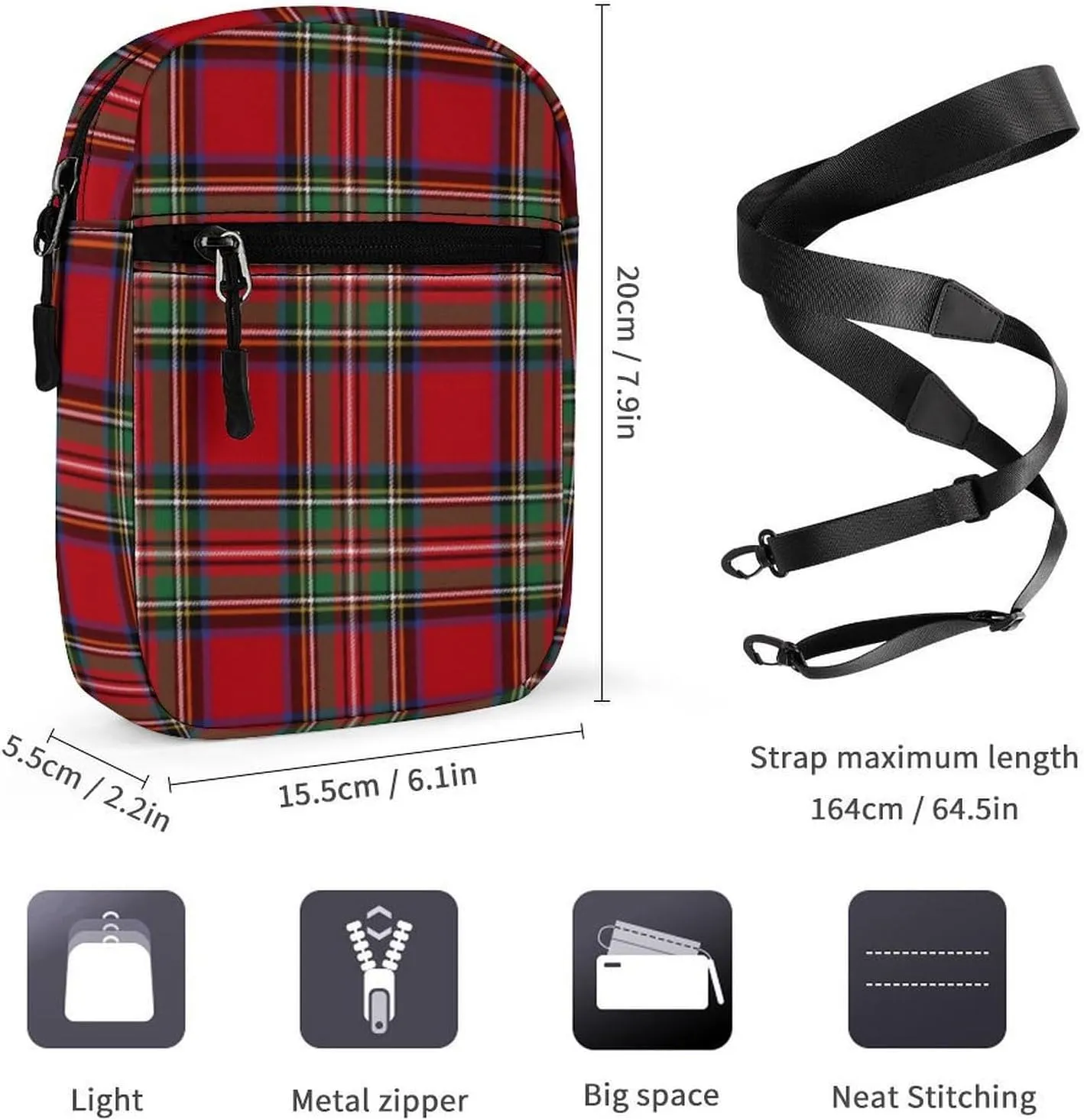 Clan Stewart Plaid Detachable Shoulder Strap Small Shoulder Bag Unisex