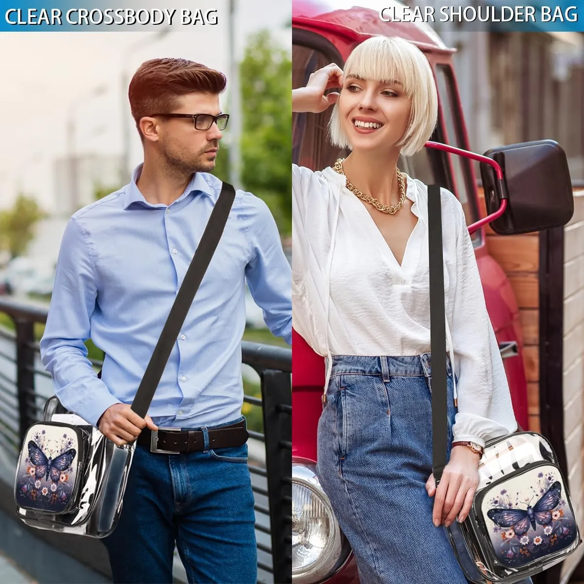 Clear Crossbody Purse Bag Clear Messenger Shoulder Bags See Through Transparent Purse