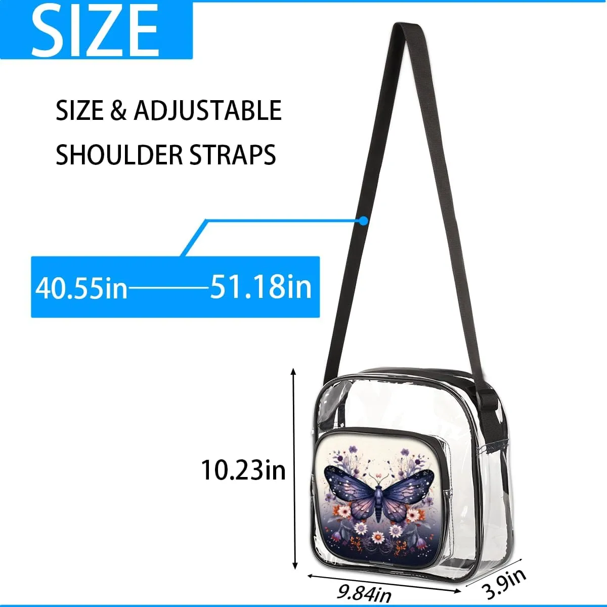 Clear Crossbody Purse Bag Clear Messenger Shoulder Bags See Through Transparent Purse