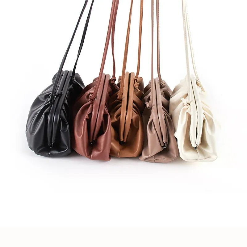 Cloud wrapped Soft Leather Madame Small Bag Single Shoulder Slant Dumpling Bag Handbag Day bags