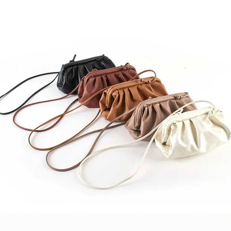 Cloud wrapped Soft Leather Madame Small Bag Single Shoulder Slant Dumpling Bag Handbag Day bags