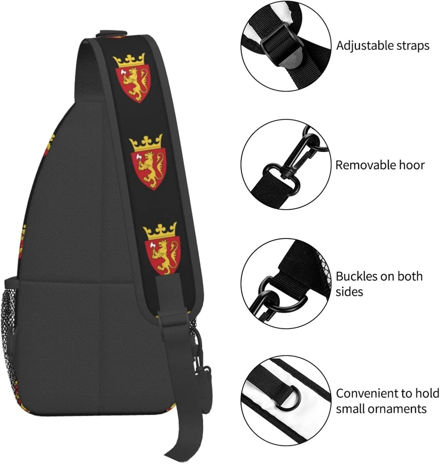 Coat of Arms of Norway Sling Bag Crossbody Backpack Shoulder Casual Daypack Bag for Men Women