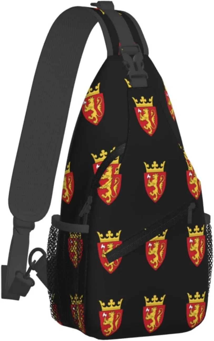 Coat of Arms of Norway Sling Bag Crossbody Backpack Shoulder Casual Daypack Bag for Men Women