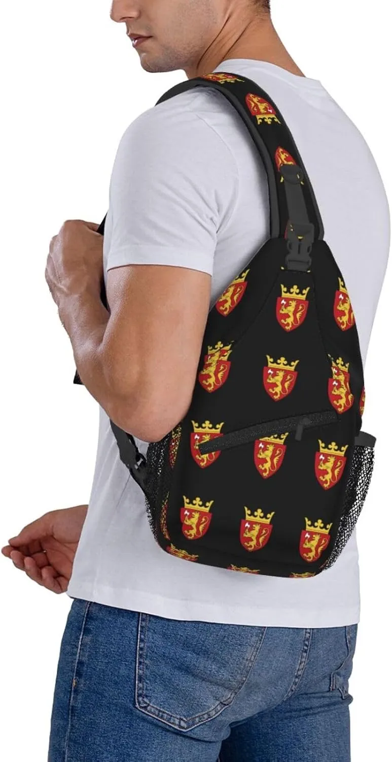 Coat of Arms of Norway Sling Bag Crossbody Backpack Shoulder Casual Daypack Bag for Men Women
