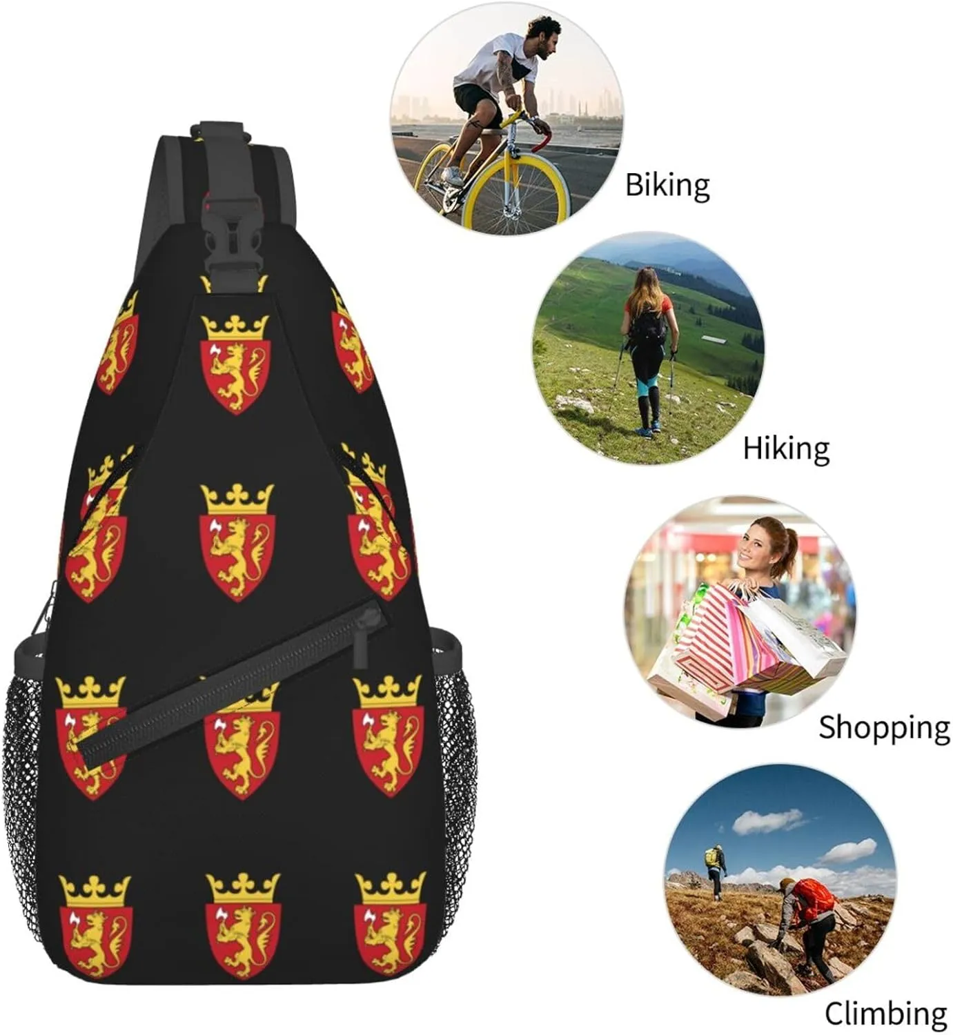 Coat of Arms of Norway Sling Bag Crossbody Backpack Shoulder Casual Daypack Bag for Men Women