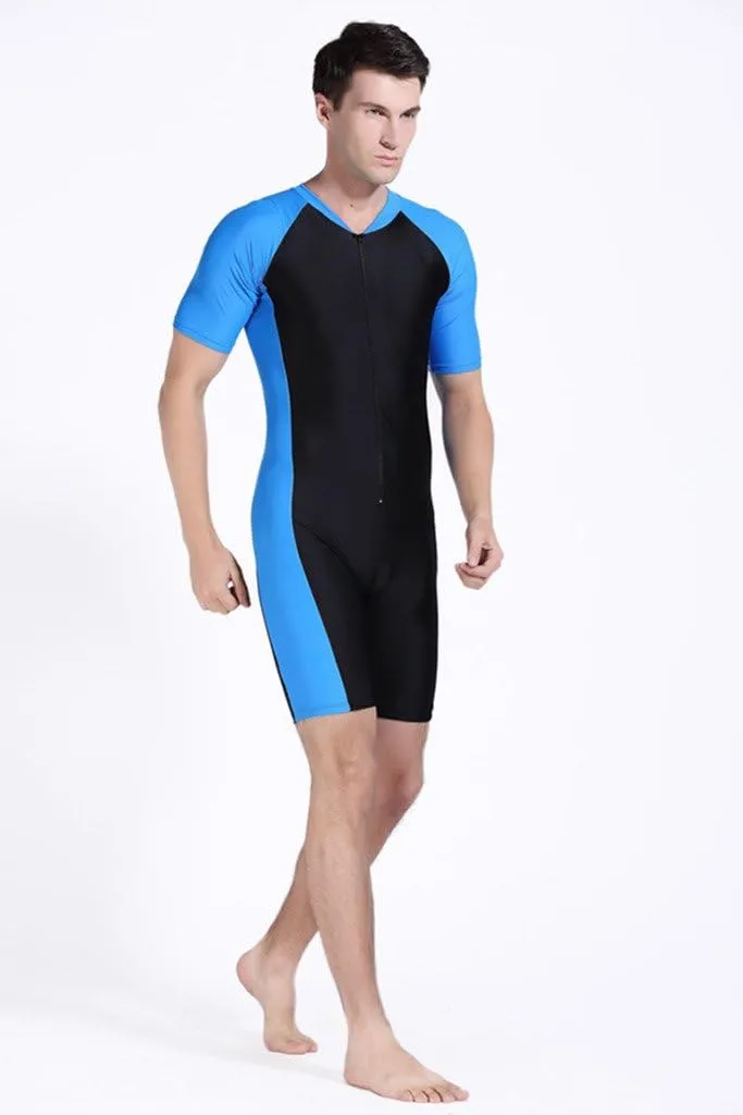 Cokar Short Sleeve Men One-Piece Boyleg Swimsuit