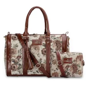 Combo: Adelina Series Sling & Lorna Handbag for Women | 20.7L | Brown-Floral