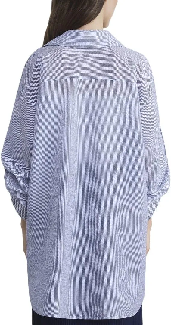 Covered Placket Crop Sleeve Silk-Blend Blouse