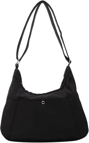 Crossbody Bags For Women with Adjustable Strap Nylon Canvas Shoulder Bag Lightweight Casual Handbags New Zipper Purse Large (Black)