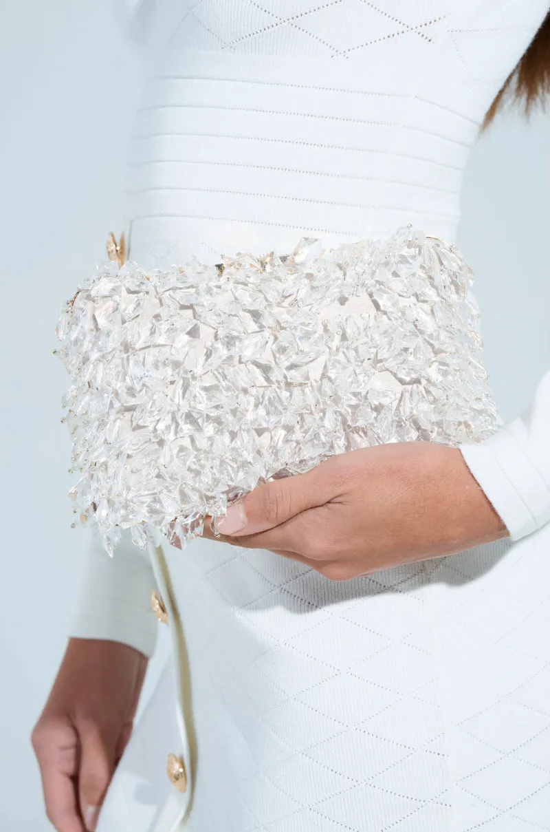 CRYSTAL CLEAR DRIPPY CLUTCH