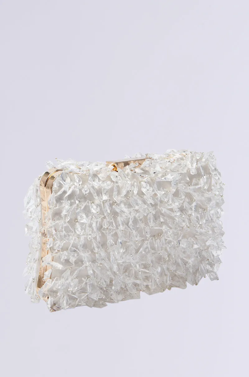 CRYSTAL CLEAR DRIPPY CLUTCH