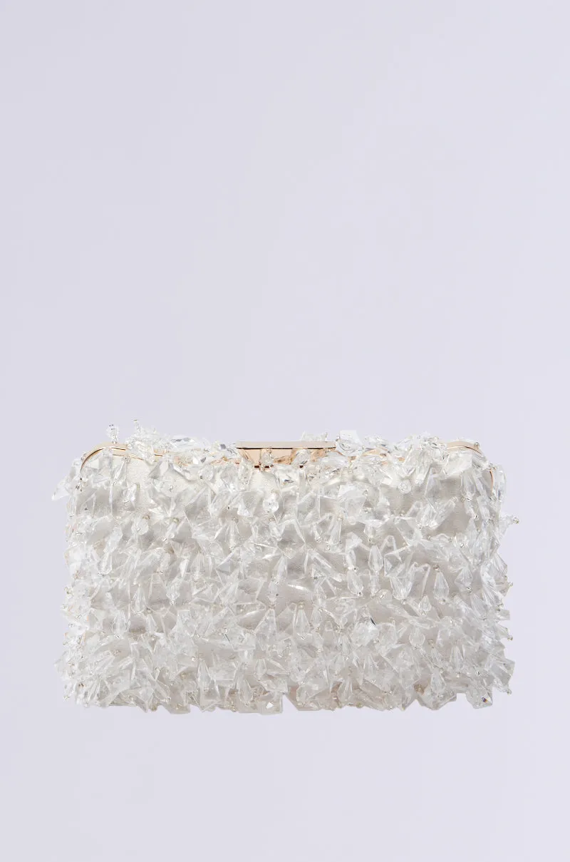 CRYSTAL CLEAR DRIPPY CLUTCH