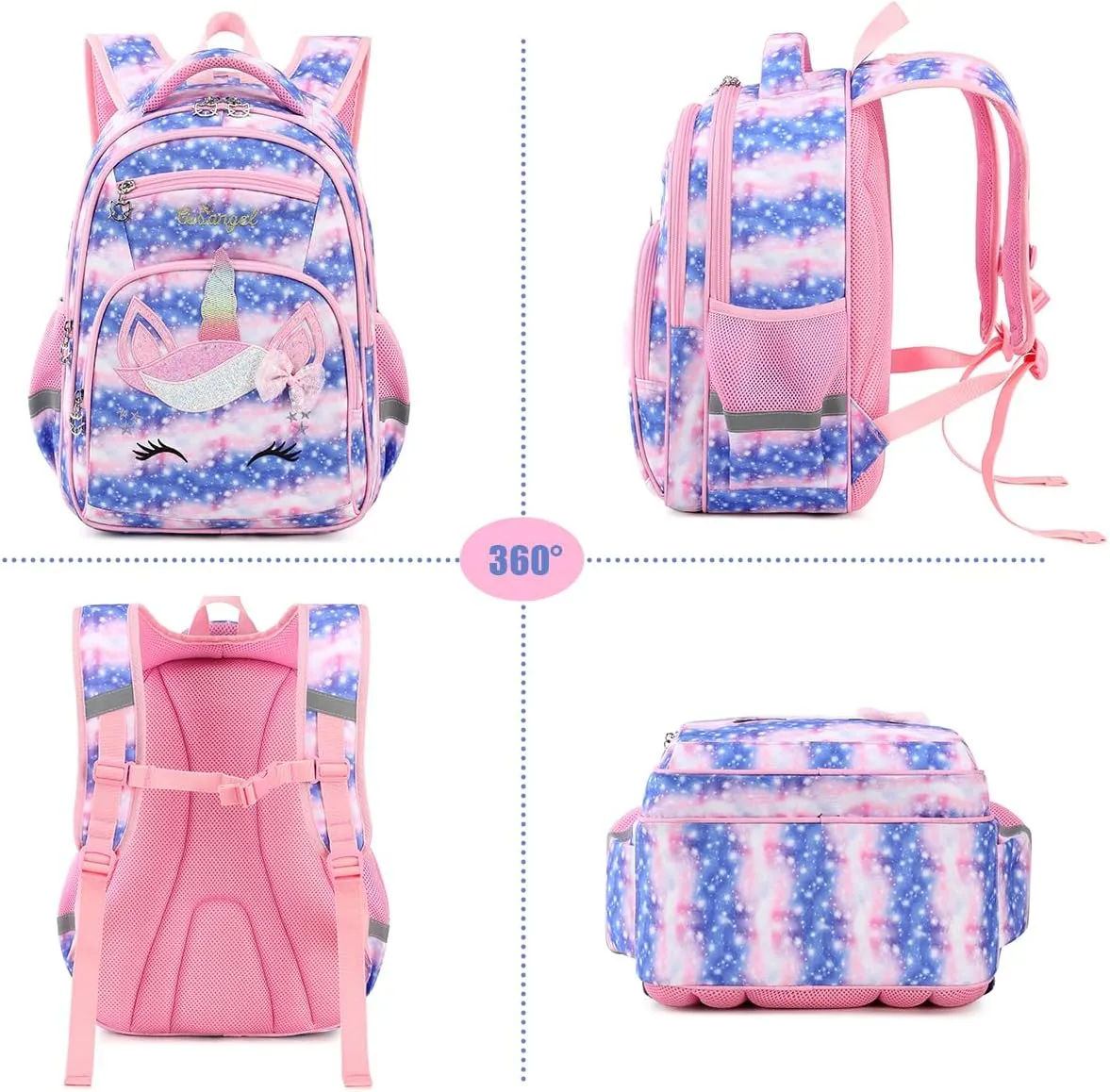 Cusangel Backpack for Girls Boys School Bookbags Kindergarten Elementary Lightweight Waterproof Multifunctional Large Capacity for Backpack (16 inch Sky Unicorn Fun Prints)