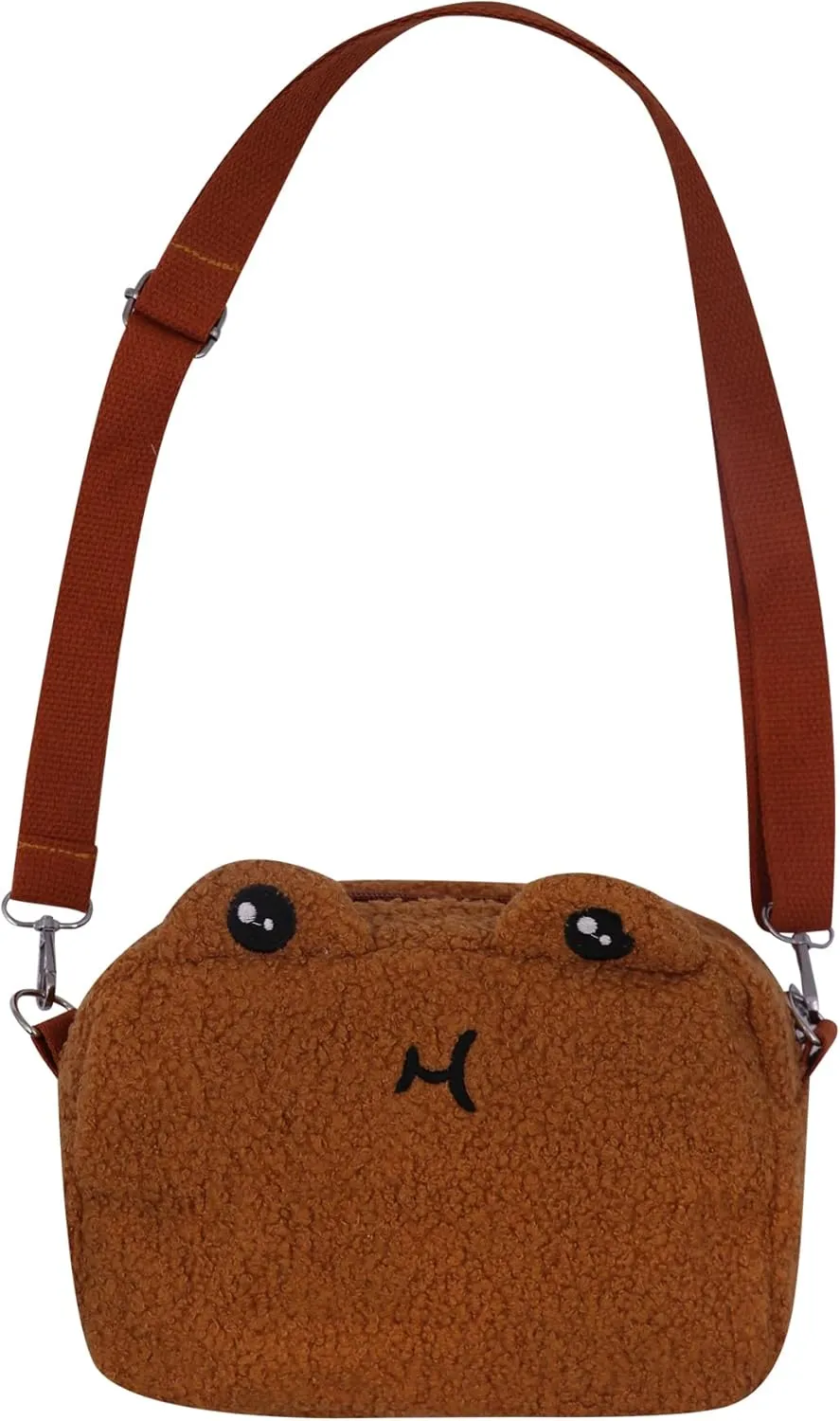 Cute Animal Plush Purse for Women kawaii Frog Purse for Girls Shoulder Handbag Crossbody Purse Messenger Bag,Brown