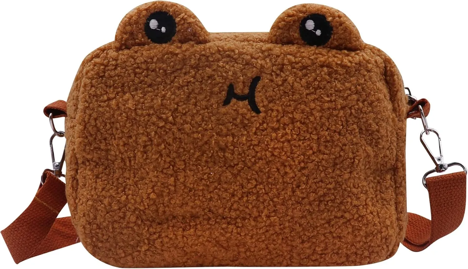 Cute Animal Plush Purse for Women kawaii Frog Purse for Girls Shoulder Handbag Crossbody Purse Messenger Bag,Brown
