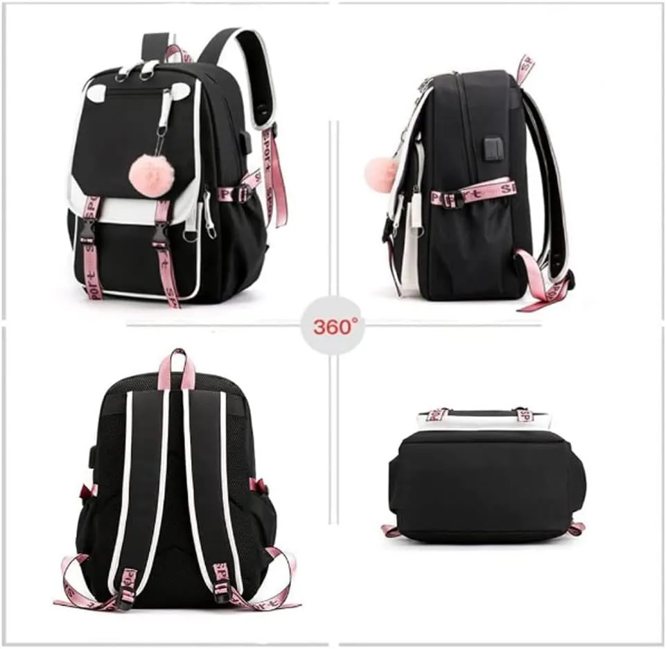 dageraad Backpacks For Teen Girls With USB Port,black cute backpack Can Hold 15.6in Notebook,Tablets.Girls Backpack Can Be Used As Gift for Students Or Friends (Blue)…